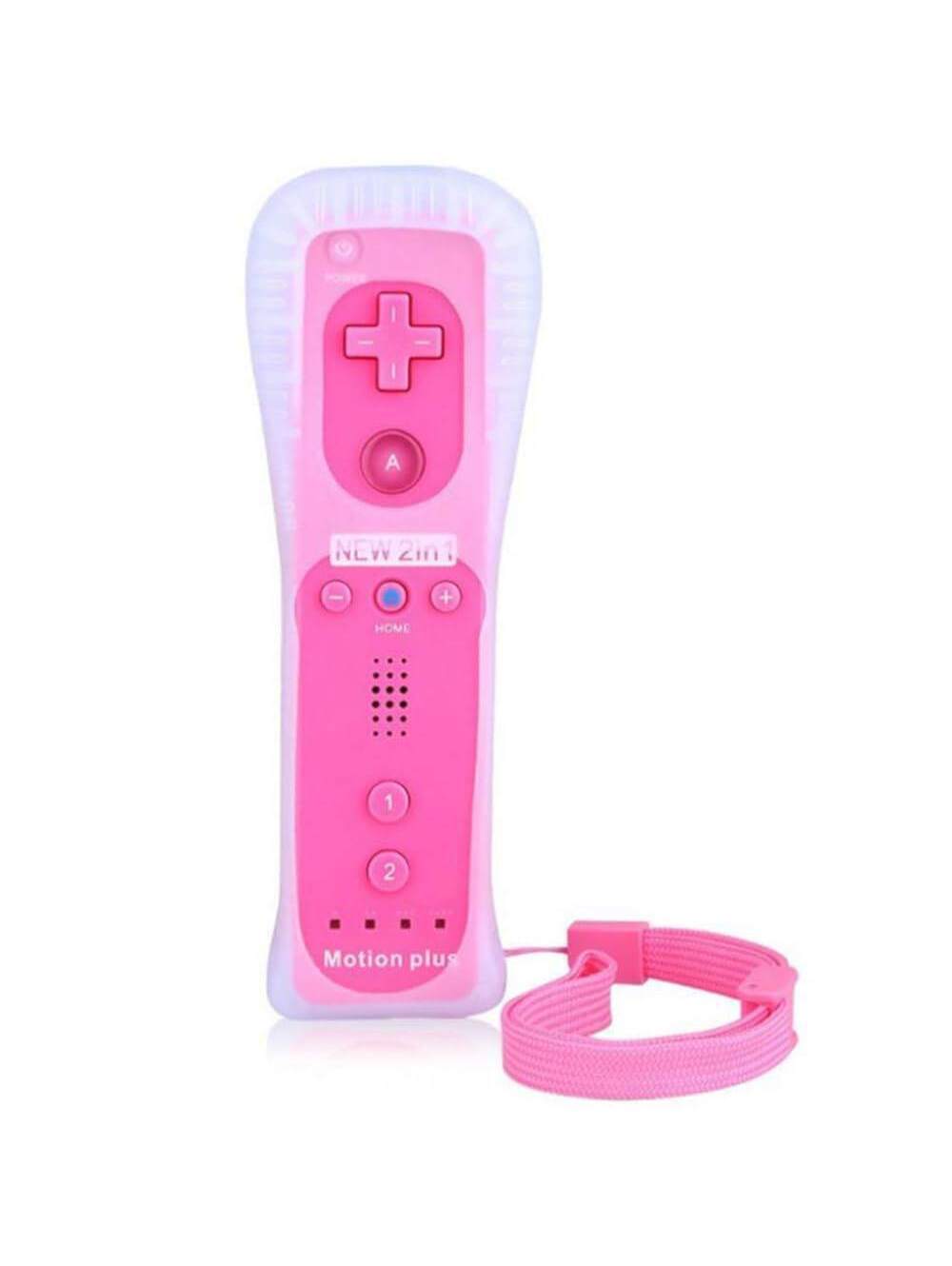 2-in-1 Motion Plus Wireless Remote for Wii / Wii U, Pink, Bluetooth, Gaming